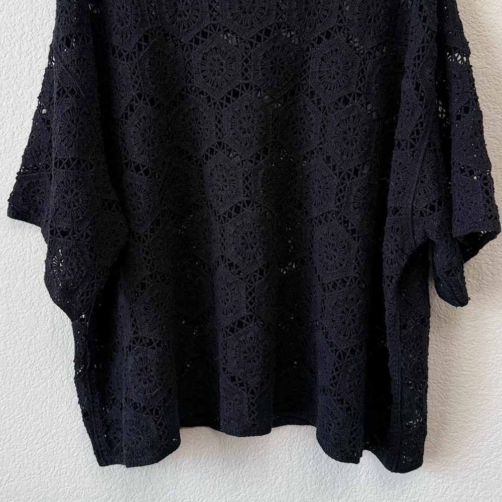 Torrid Black Crochet Pullover Sweater Knitted Crewneck Half Sleeve Top Size 4X - Picture 5 of 13